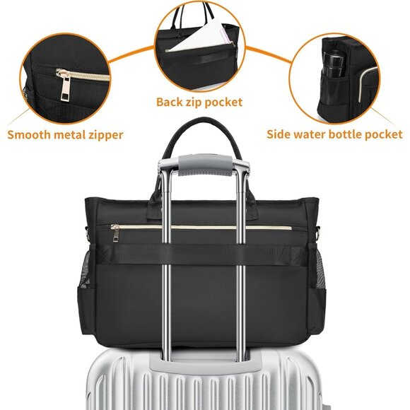 BlackMiddle Size Computer Messenger Laptop Tote with 15.6'' Padded Laptop Sleeve - Picture 5 of 6